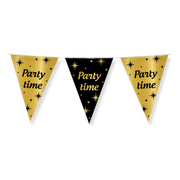 Party vlaggen Party Time Goud Zwart
