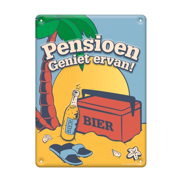 Pensioen Cartoon - Metalen bord