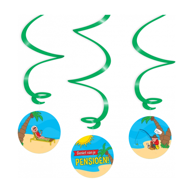 Pensioen Cartoon - Swirl decoratie - 3 stuks