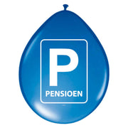 Pensioen Parkeerbord - Ballonnen - 8 stuks - 30cm