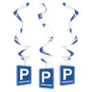 Pensioen Parkeerbord - Swirl decoratie - 3 stuks