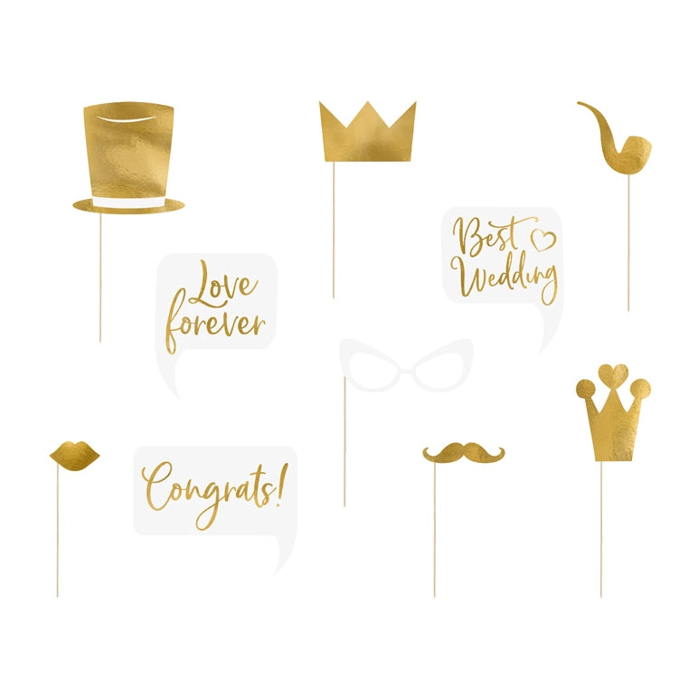 Photo booth props bruiloft goud