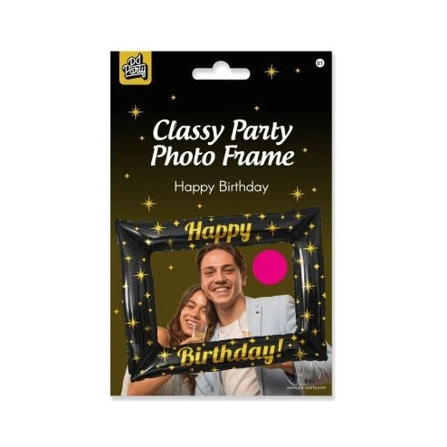 Photo frame Happy Birthday goud zwart 66x85cm opblaasbaar