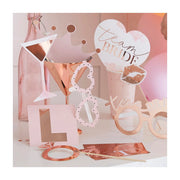 Photobooth props met letter stickers Team Bride rosé goud (10st)