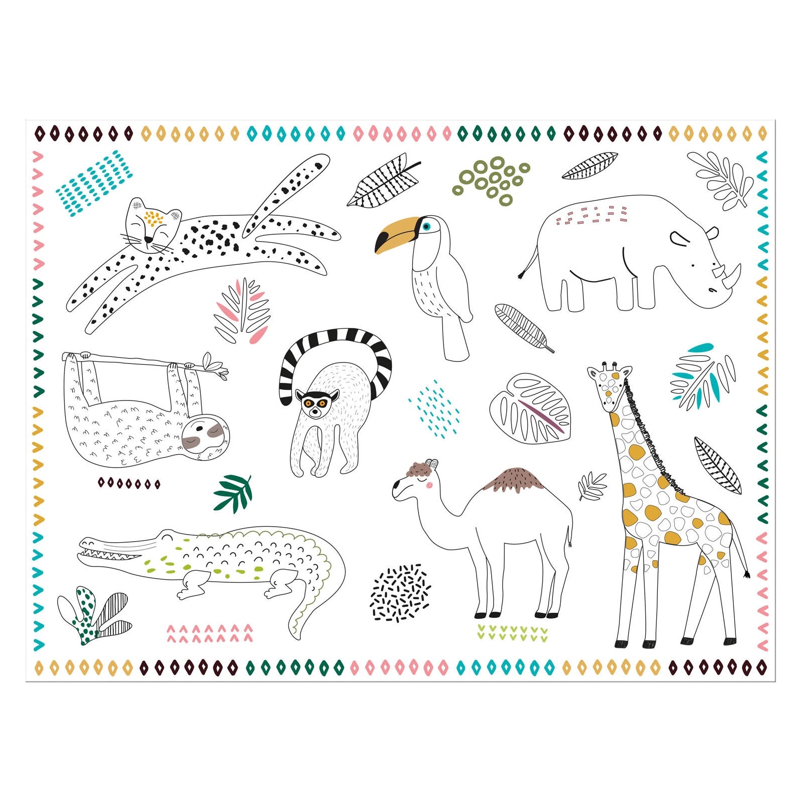 Placemats Kleurplaten Zoo Party - 6 stuks