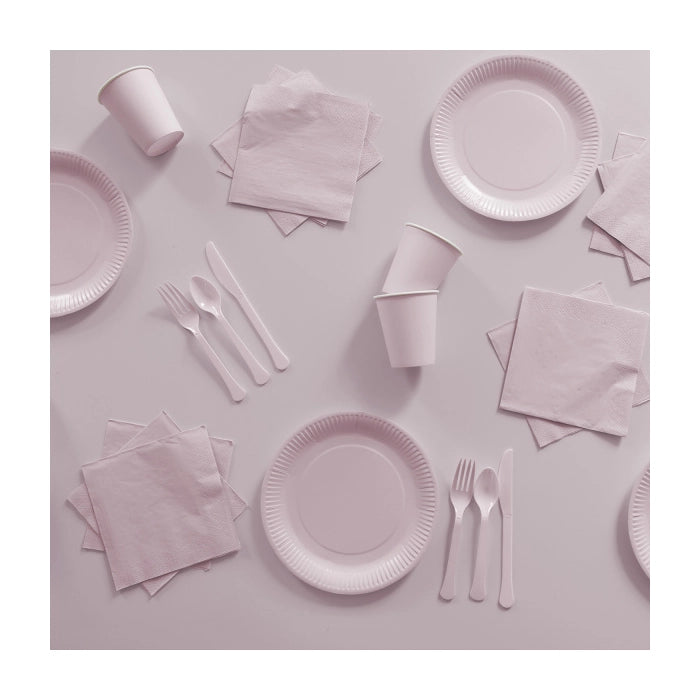 Plastic bestek baby roze mes en vork 24 stuks