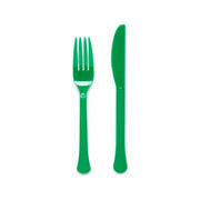 Plastic bestek groen mes en vork 24 stuks