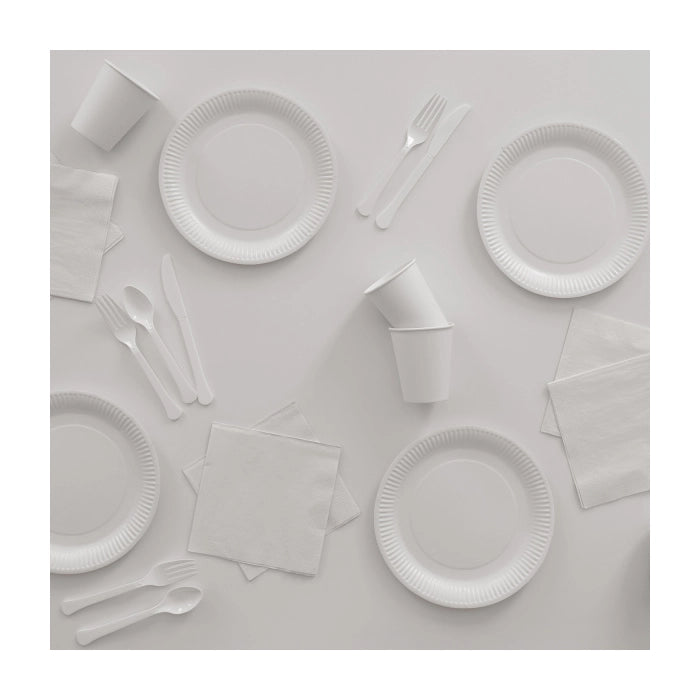 Plastic bestek wit mes en vork 24 stuks