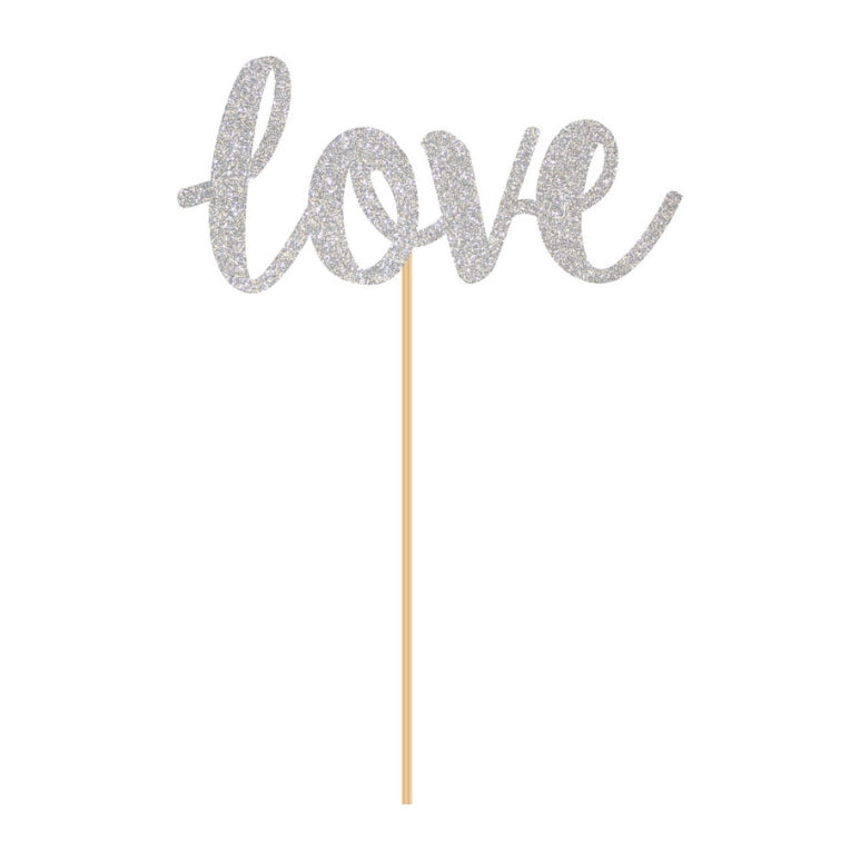 Prikkers "Love" zilver 18cm 6 stuks