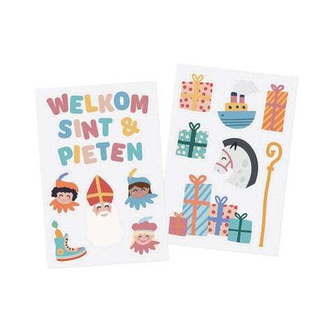 Raamstickers 'Welkom Sint & Pieten' - Sint en Pieten - met 13 stickers