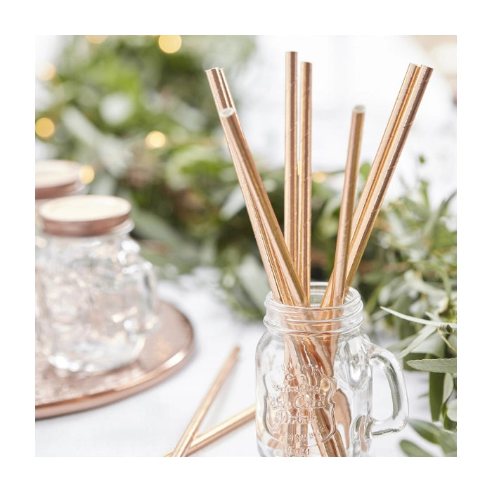 Rietjes rosé goud papier 25 stuks