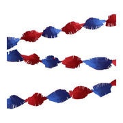 Rood, wit, blauwe Crêpe papier Slinger 6 meter