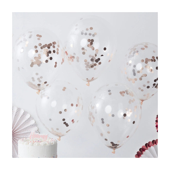 Rose Gouden folie Confetti ballonnen 5 stuks 30cm