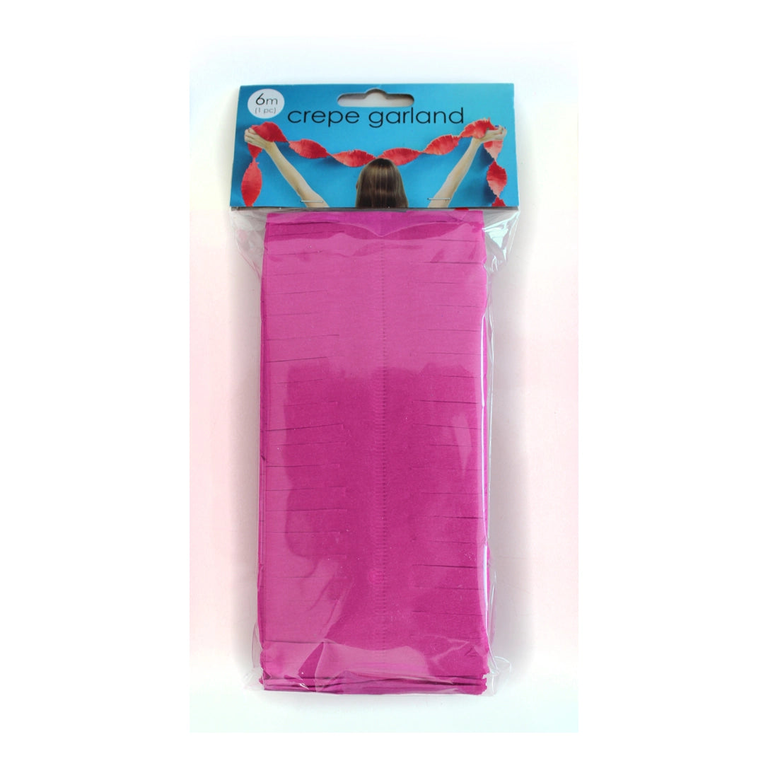 Roze Crêpe papier Slinger 6 meter