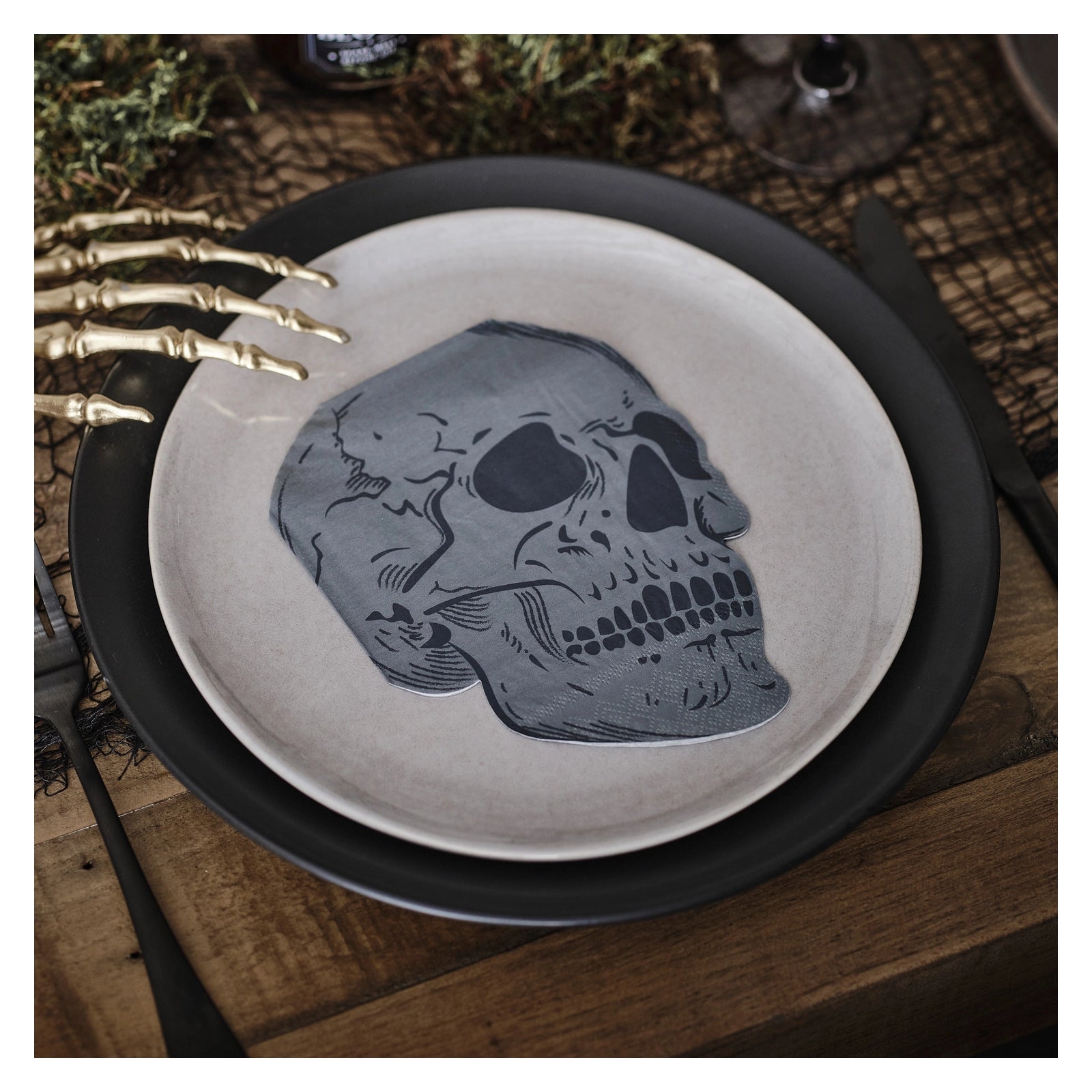 Schedel servetten Halloween - 16 stuks