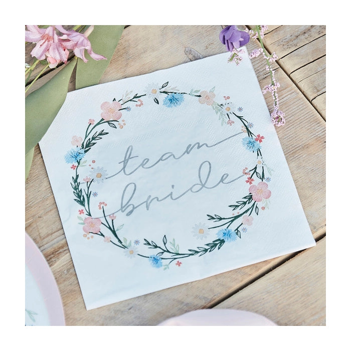 Servetten Team Bride Floral bloemen eco 16 stuks 33x33cm