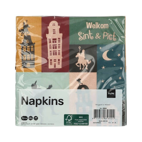 Servetten 'Welkom Sint & Piet' 33x33cm - 20 stuks