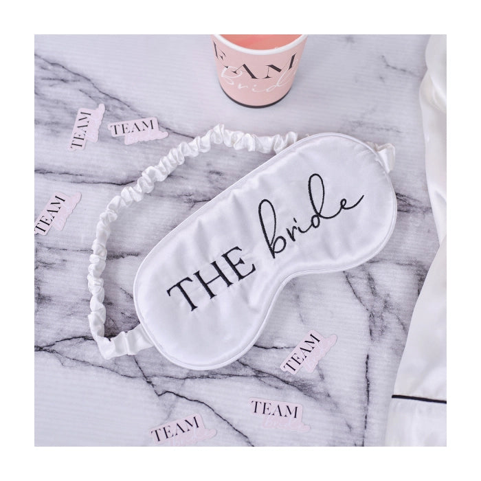 Slaapmasker Team Bride wit 10x20cm