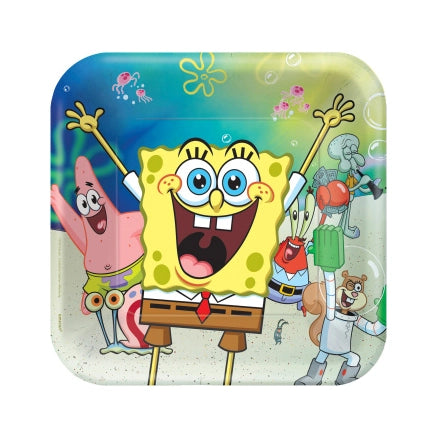 Spongebob papieren borden 23x23cm 8 stuks