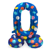 Staande Folieballon Cijfer 0 Colorful Dots - 41 cm