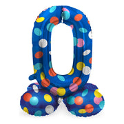Staande Folieballon Cijfer 0 Colorful Dots - 72 cm