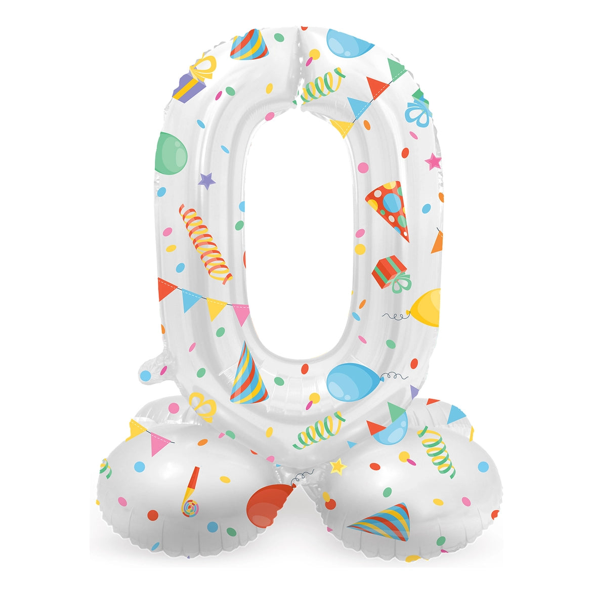 Staande Folieballon Cijfer 0 Joyful Party - 41 cm
