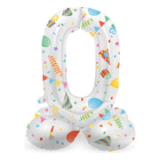 Staande Folieballon Cijfer 0 Joyful Party - 41 cm