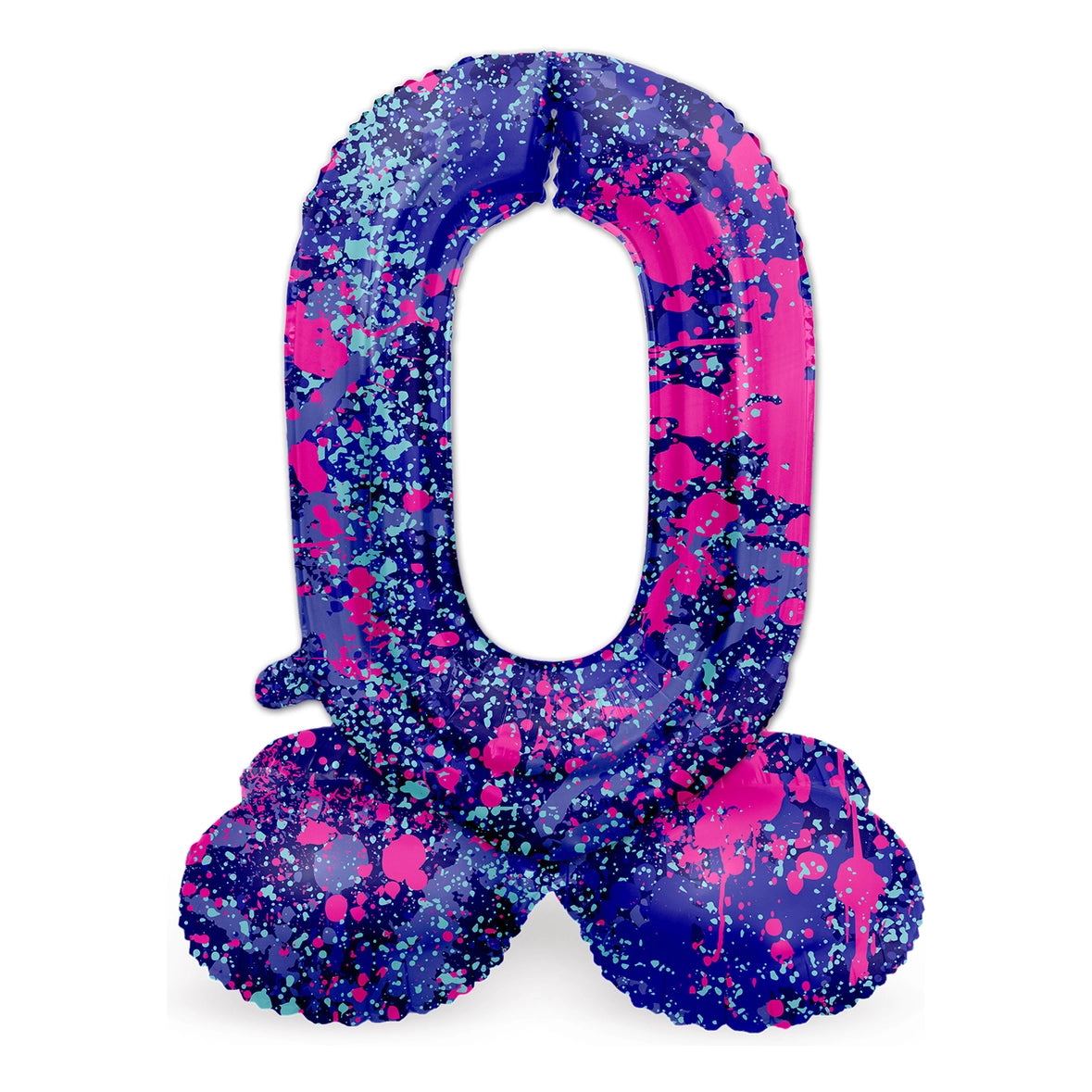 Staande Folieballon Cijfer 0 Paint Splash - 72 cm