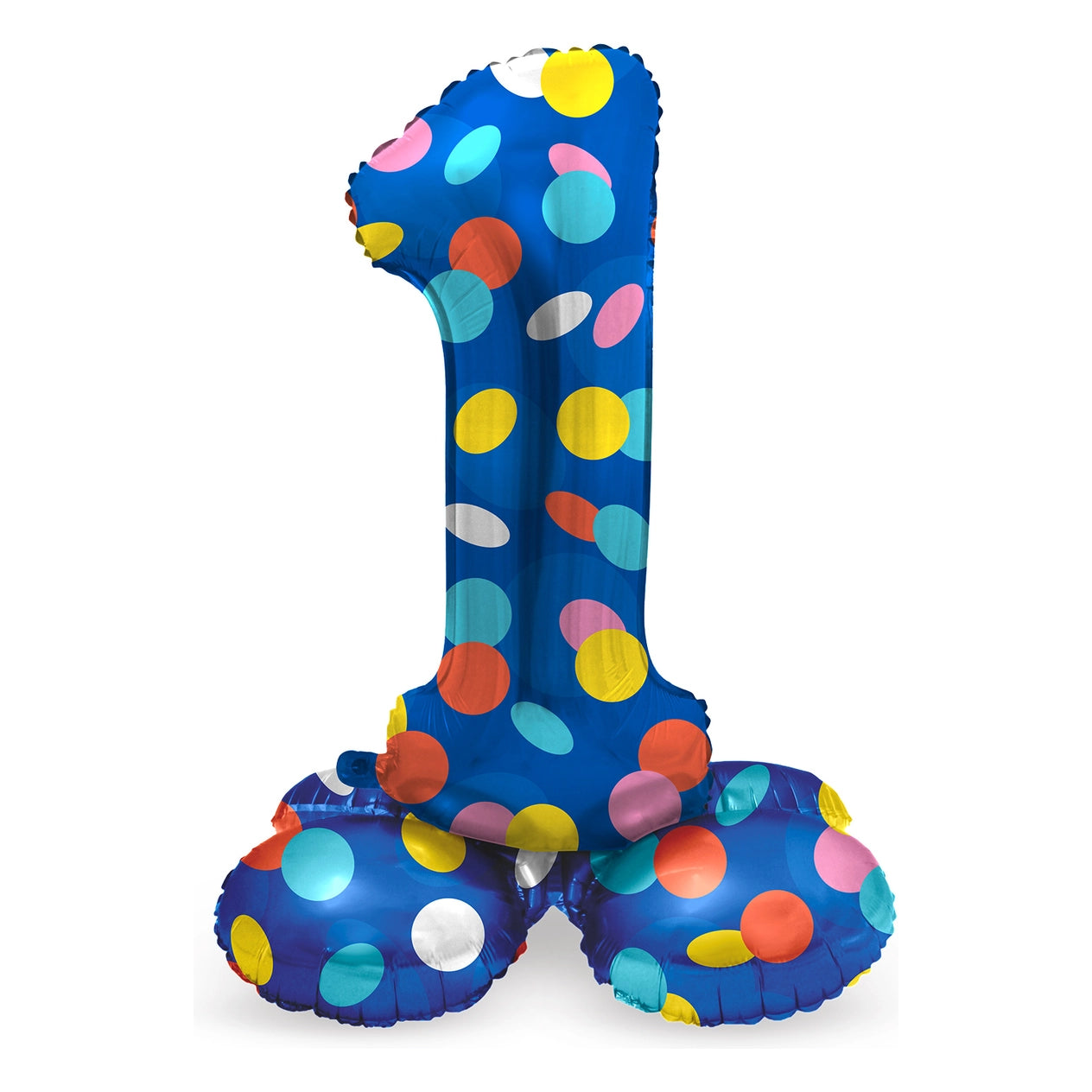 Staande Folieballon Cijfer 1 Colorful Dots - 41 cm