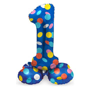 Staande Folieballon Cijfer 1 Colorful Dots - 72 cm