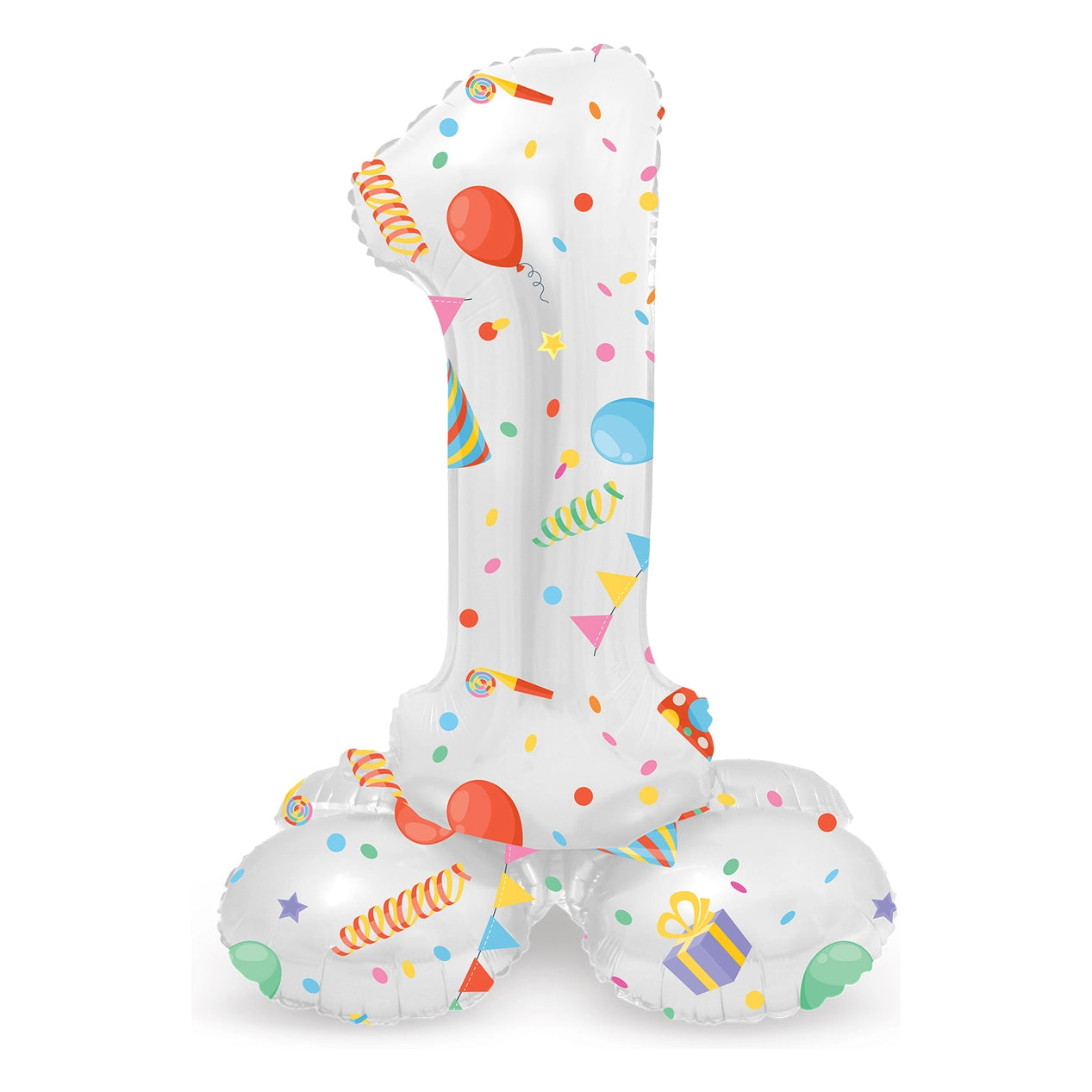 Staande Folieballon Cijfer 1 Joyful Party - 41 cm