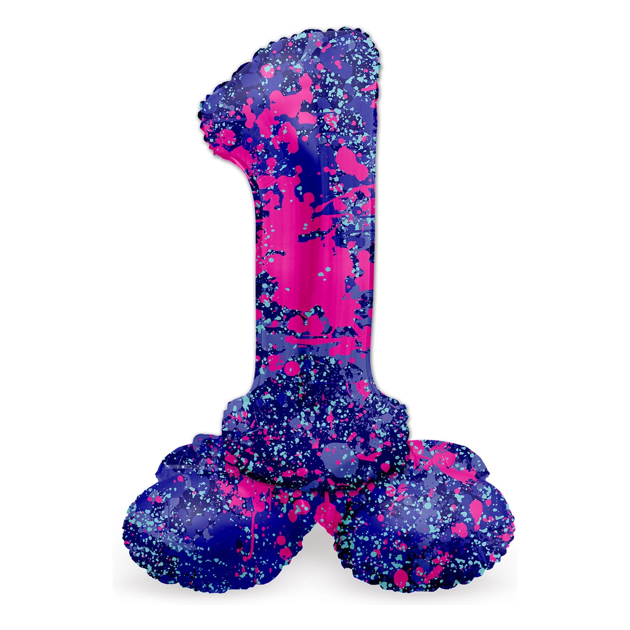 Staande Folieballon Cijfer 1 Paint Splash - 41 cm