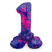 Staande Folieballon Cijfer 1 Paint Splash - 72 cm