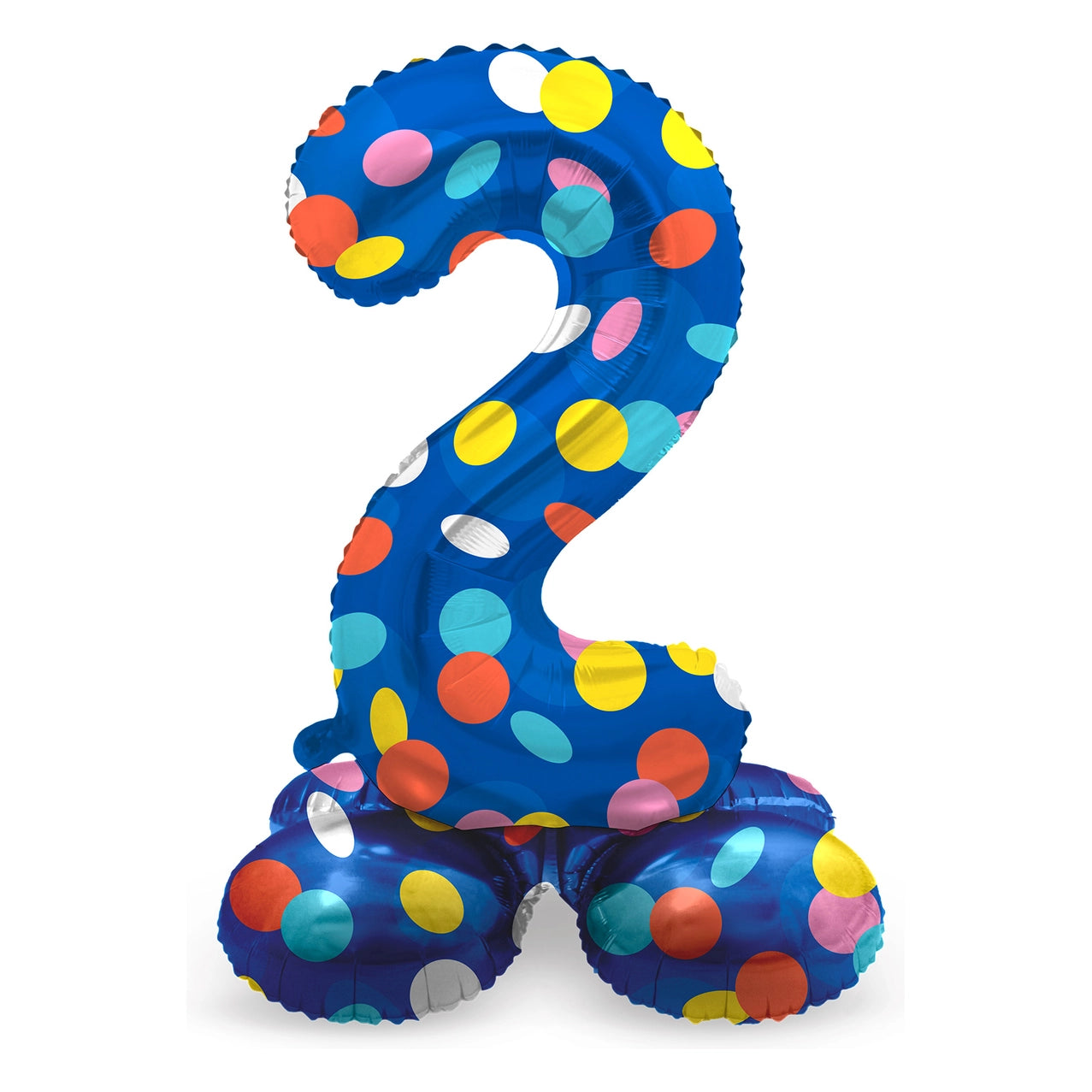 Staande Folieballon Cijfer 2 Colorful Dots - 41 cm
