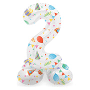 Staande Folieballon Cijfer 2 Joyful Party - 72 cm