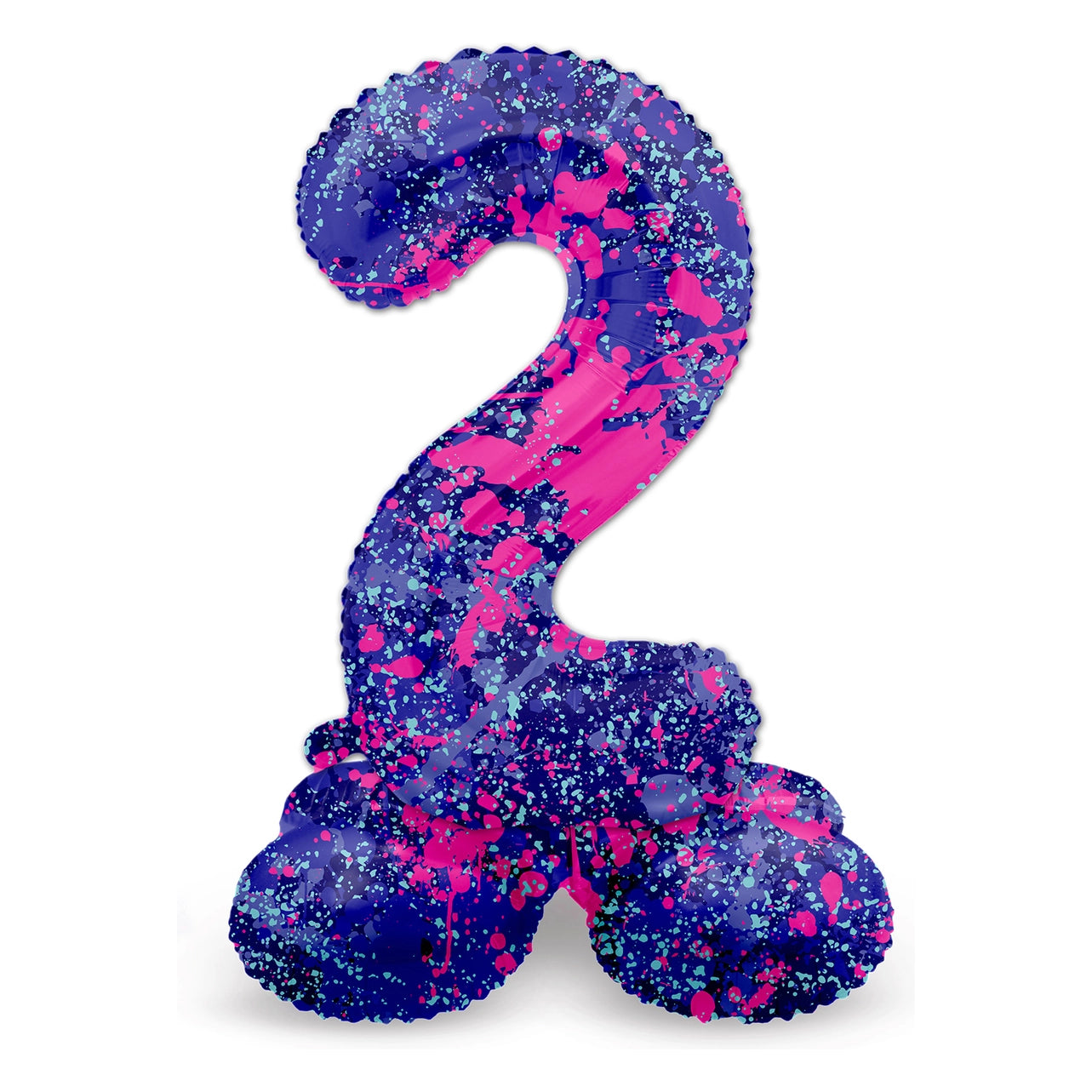 Staande Folieballon Cijfer 2 Paint Splash - 41 cm