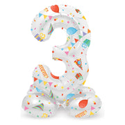 Staande Folieballon Cijfer 3 Joyful Party - 72 cm