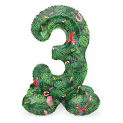 Staande Folieballon Cijfer 3 Jungle Vibe - 72 cm