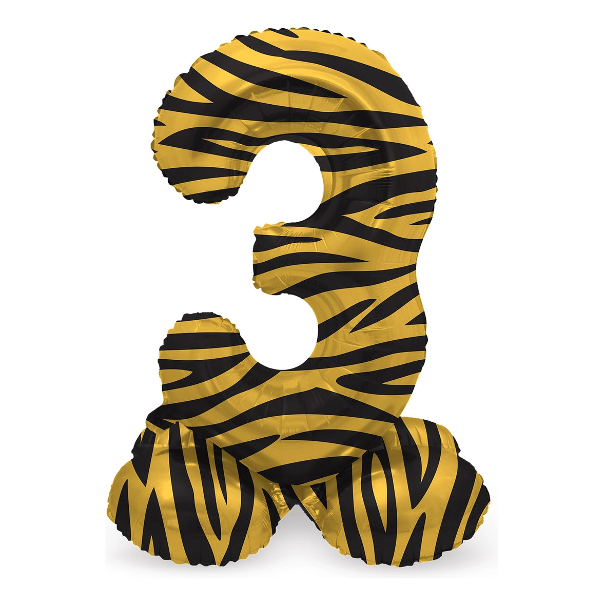Staande Folieballon Cijfer 3 Tiger Chic - 41 cm