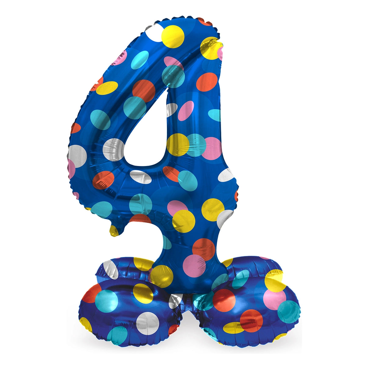 Staande Folieballon Cijfer 4 Colorful Dots - 41 cm