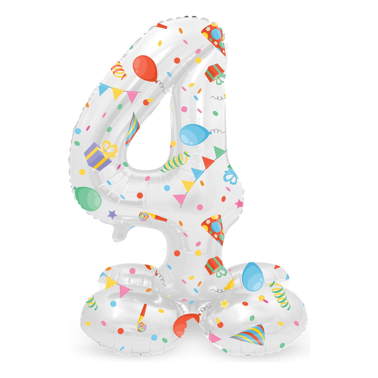 Staande Folieballon Cijfer 4 Joyful Party - 41 cm