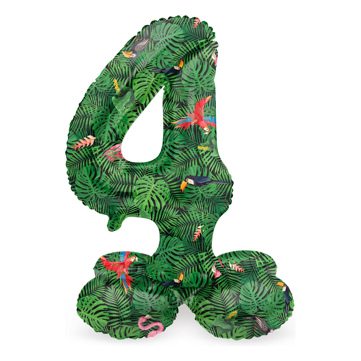 Staande Folieballon Cijfer 4 Jungle Vibe - 72 cm