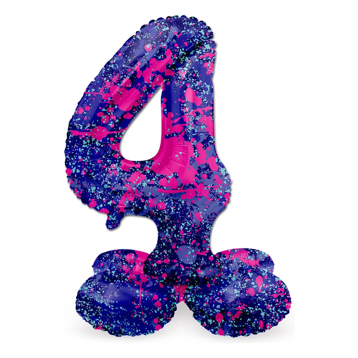 Staande Folieballon Cijfer 4 Paint Splash - 72 cm