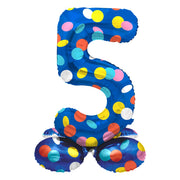 Staande Folieballon Cijfer 5 Colorful Dots - 41 cm