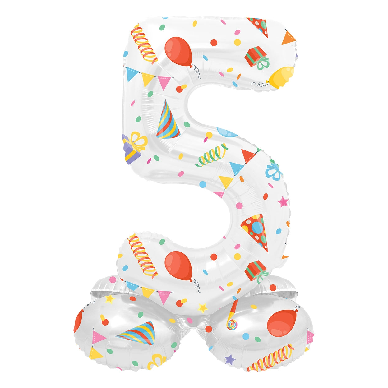 Staande Folieballon Cijfer 5 Joyful Party - 41 cm