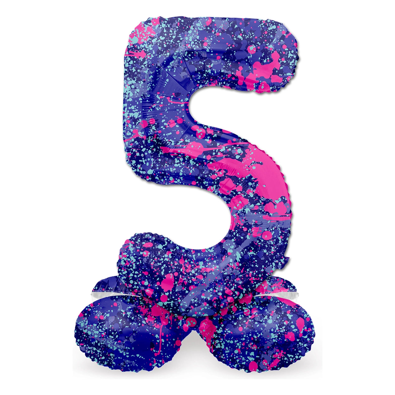 Staande Folieballon Cijfer 5 Paint Splash - 72 cm