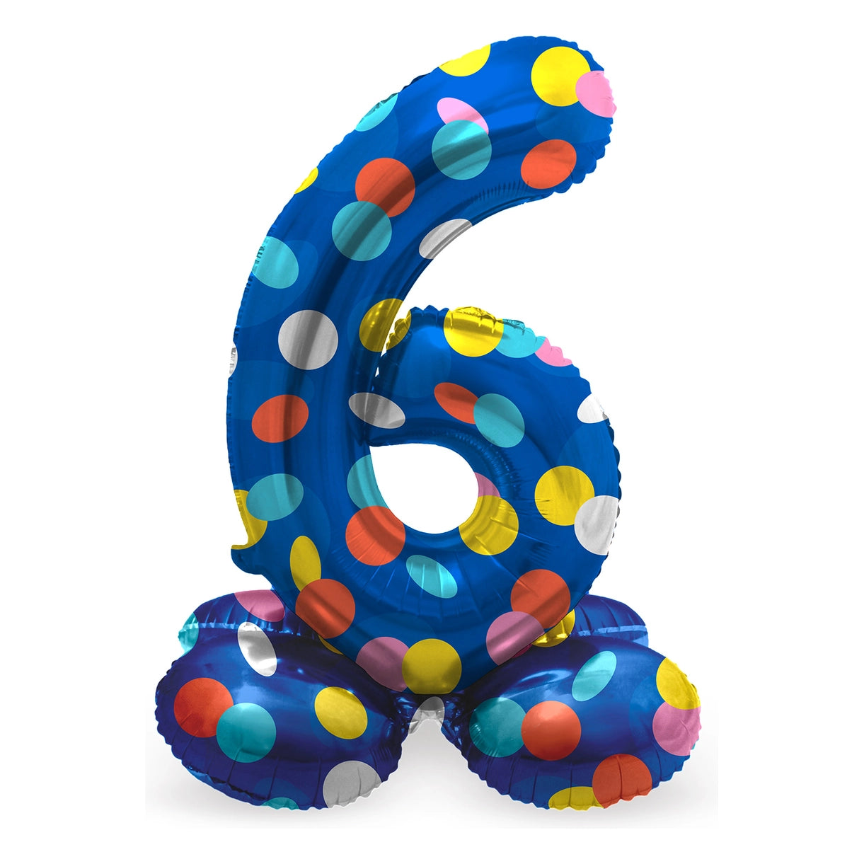 Staande Folieballon Cijfer 6 Colorful Dots - 41 cm