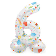 Staande Folieballon Cijfer 6 Joyful Party - 41 cm