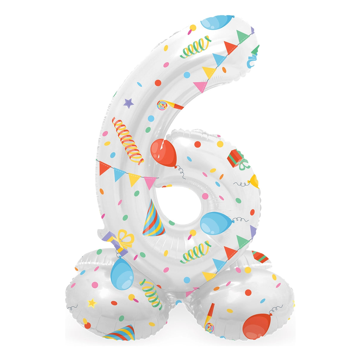 Staande Folieballon Cijfer 6 Joyful Party - 72 cm