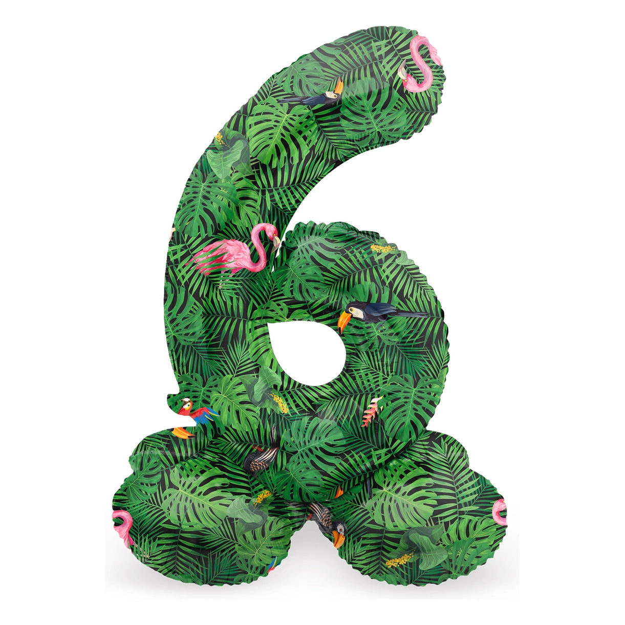 Staande Folieballon Cijfer 6 Jungle Vibe - 72 cm